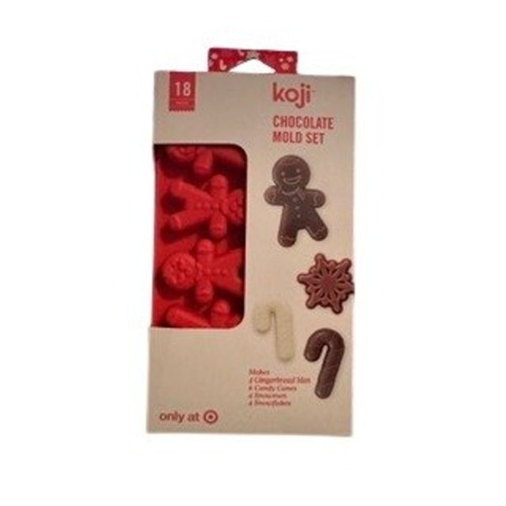 Koji Christmas Chocolate Mold Set 18pc Silicone Gingerbread Snowman Candy Cane
